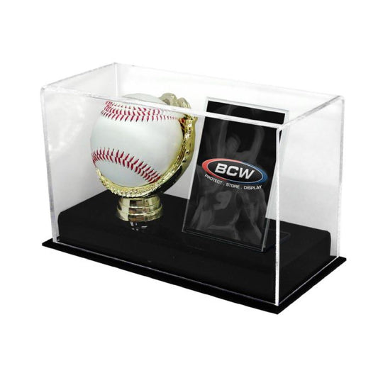 BCW Acrylic Gold Glove Ball and Card Display