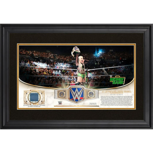 Liv Morgan WWE Golden Moments Fanatics Authentic Framed 10" x 18" 2022 Money In The Bank Collage with a Piece of Match-Used Canvas - Limited Edition of 250