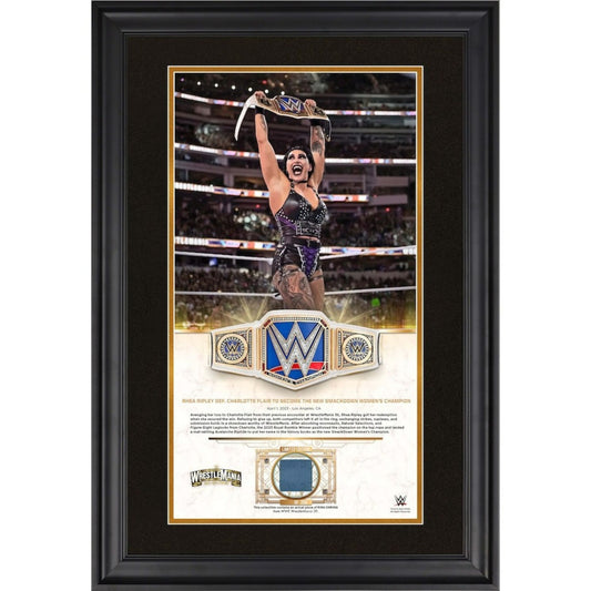 Rhea Ripley WWE Fanatics Authentic Framed 10" x 18" WrestleMania 39 Collage with a Piece of Match-Used Canvas - Limited Edition of 250