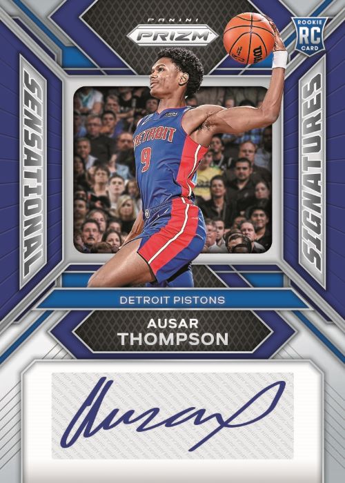 2023/24 Panini Prizm Basketball Cards-Ausar Thompson_Signatures Blue