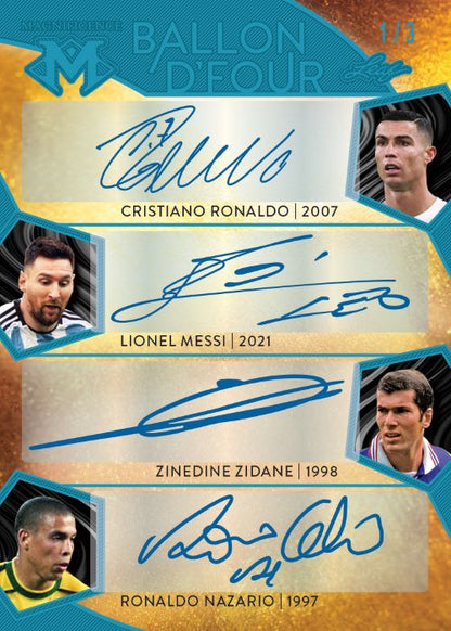 2023 Leaf Magnificence Sports Cards - Ronaldo_Messi_Nazario-Ballon D'Four