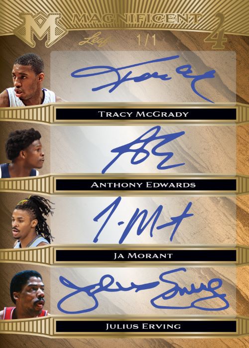 2023 Leaf Magnificence Sports Cards - Tracy McGrady_Anthony Edwards_Julius Erving