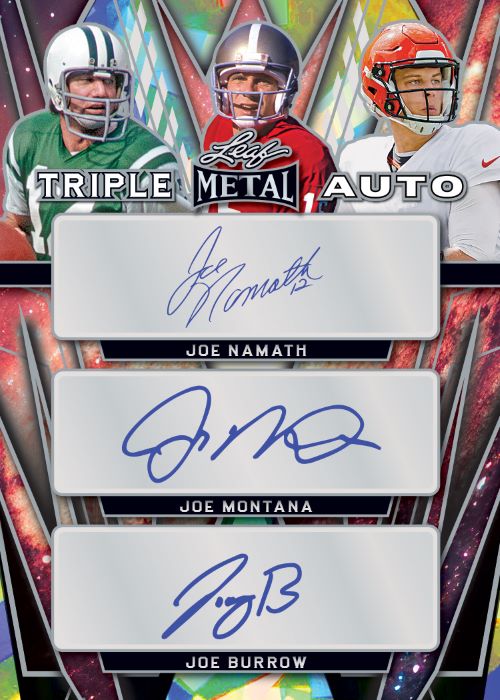 2024 Leaf Metal Football Cards-Joe Namath_Joe Montana_Joe Burrow