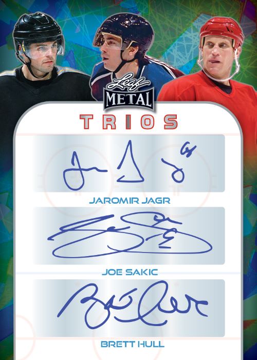 2024 Leaf Metal Legends Hockey Cards-Jaromir Jagr_Joe Sakic_Brett Hull - Metal Trios