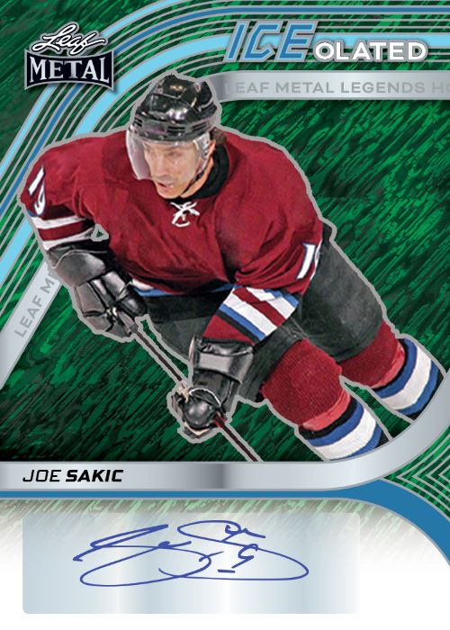 2024 Leaf Metal Legends Hockey Cards-Joe Sakic Auto Iceolated