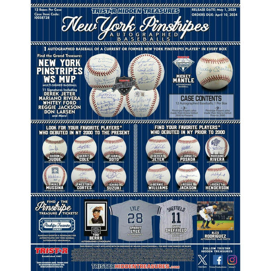 2024 TriStar Hidden Treasures New York Pinstripes Autographed Baseball Hobby Box
