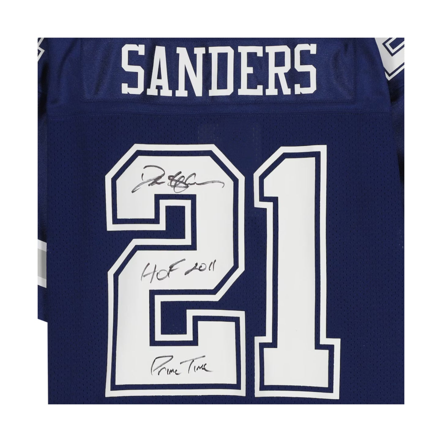 Fanatics Authentic Deion Sanders Autographed "HOF 2011/Prime Time" Dallas Cowboys Navy Authentic Jersey