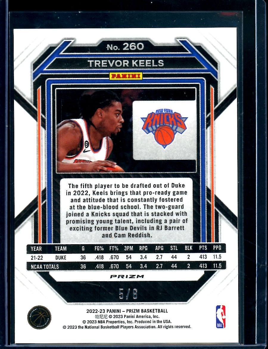 2022/23 Panini Prizm Choice Trevor Keels Rookie Green Choice /8 Knicks