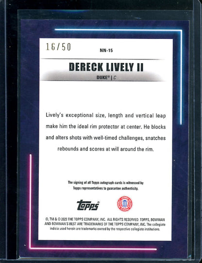  2022-23 Bowman University Best #1 Dereck Lively II Duke  Basketball Trading Card : Collectibles & Fine Art