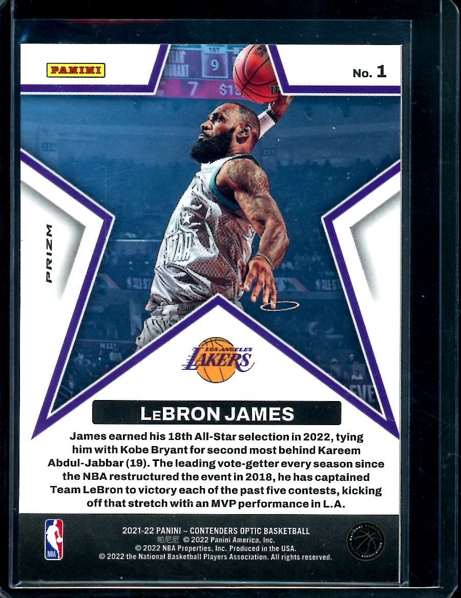 2021/22 Panini Contenders Optic LeBron James All-Star Aspirations Red Ice Lakers