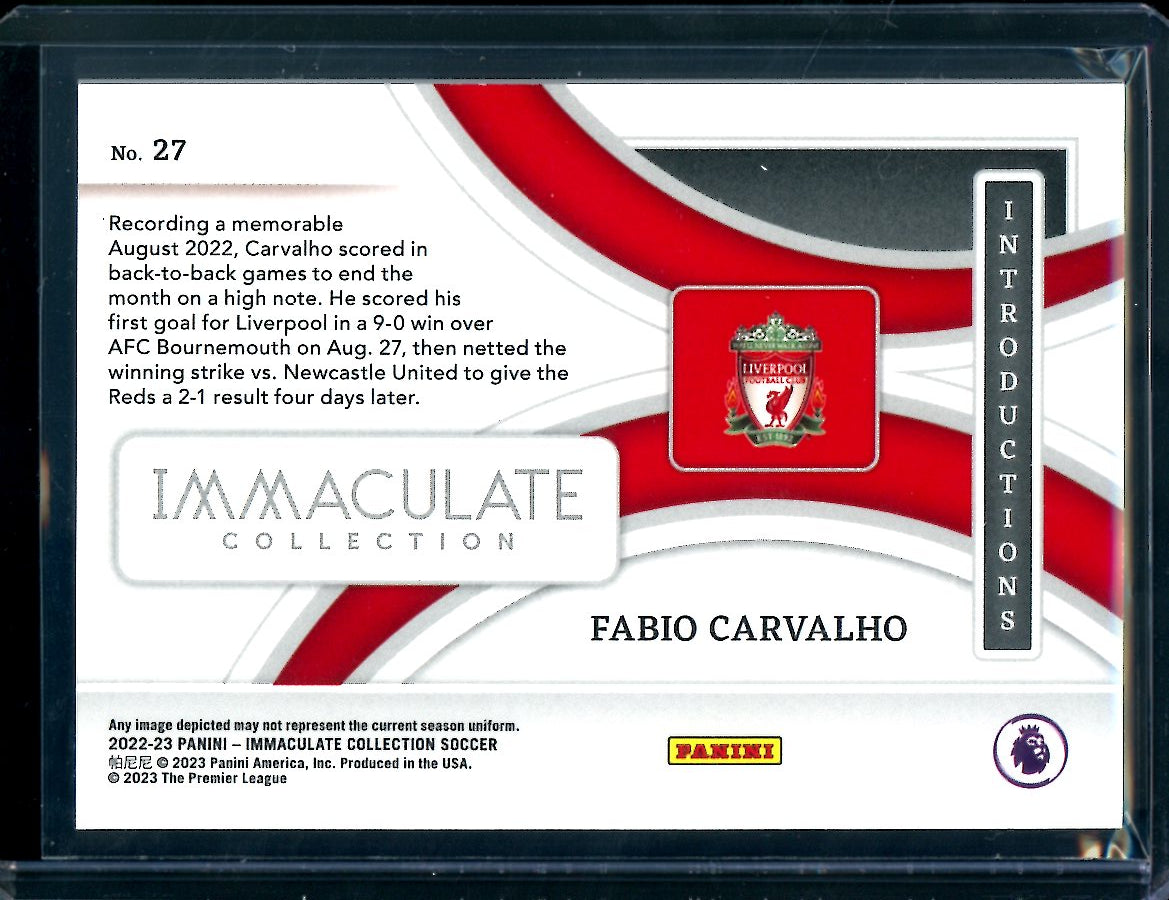 2022/23 Panini Immaculate Fabio Carvalho Rookie Introductions /25 Liverpool