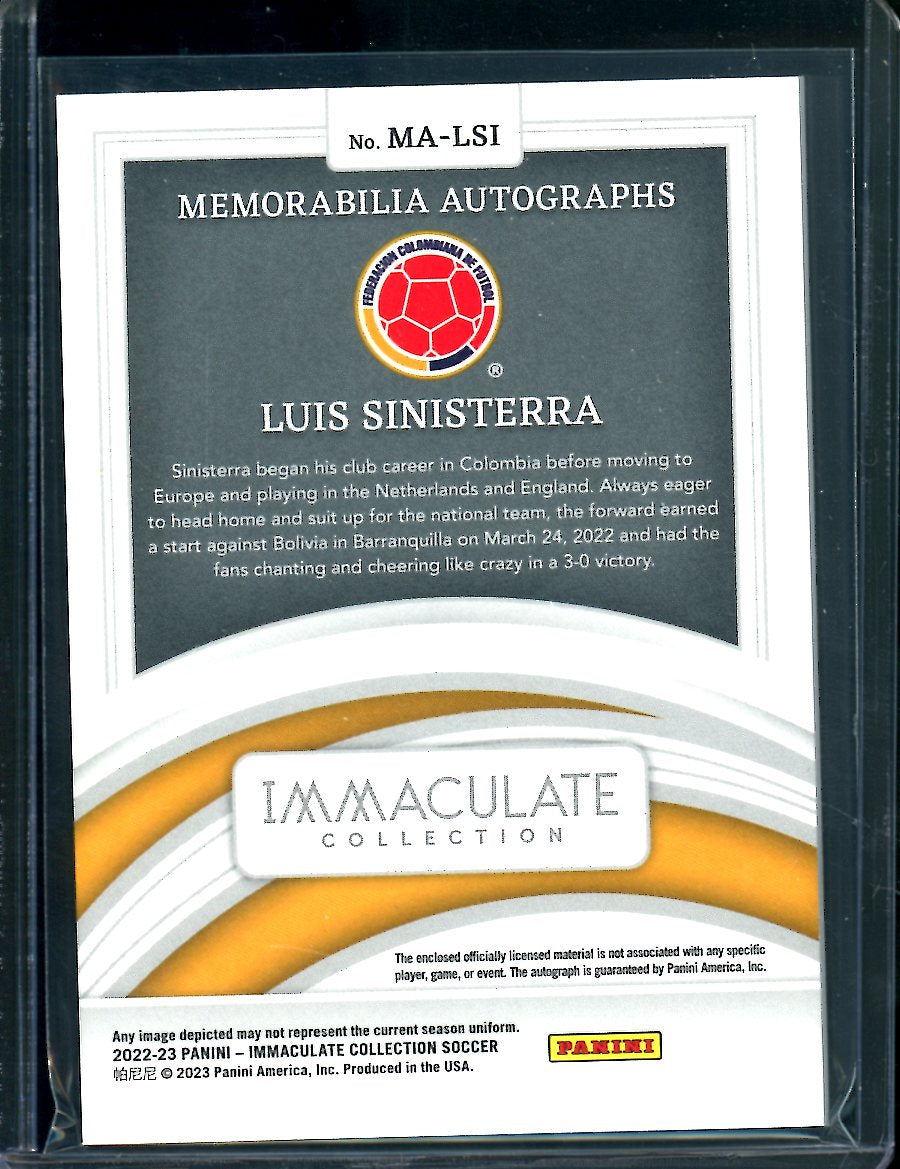 2022/23 Panini Immaculate Luis Sinisterra Rookie Auto RPA /68 Colombia