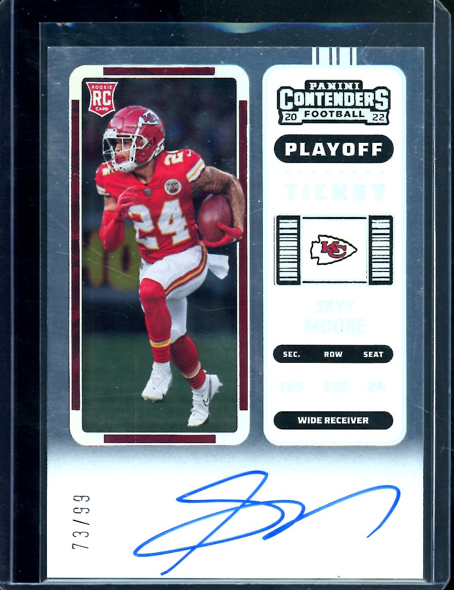 2022 Panini Contenders Skyy Moore Rookie Playoff Ticket Auto /99 Chiefs