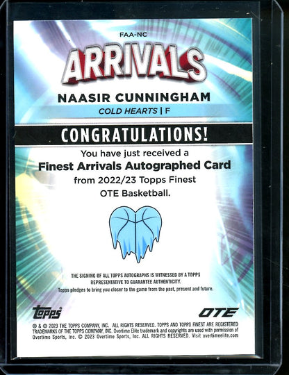 2023 Topps Finest OTE Naasir Cunningham Rookie Arrivals Auto Gold /50
