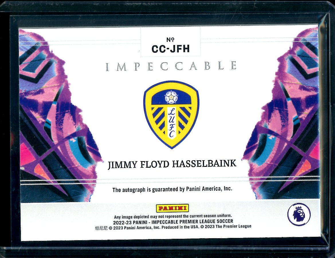 2022/23 Panini Impeccable Jimmy Floyd Hassellbaink Canvas Creations Auto Green /5 Leeds