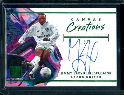 2022/23 Panini Impeccable Jimmy Floyd Hassellbaink Canvas Creations Auto Green /5 Leeds