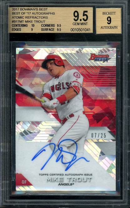2017 Bowman's Best Mike Trout Atomic Refractor Auto /25 BGS 9.5 Angels