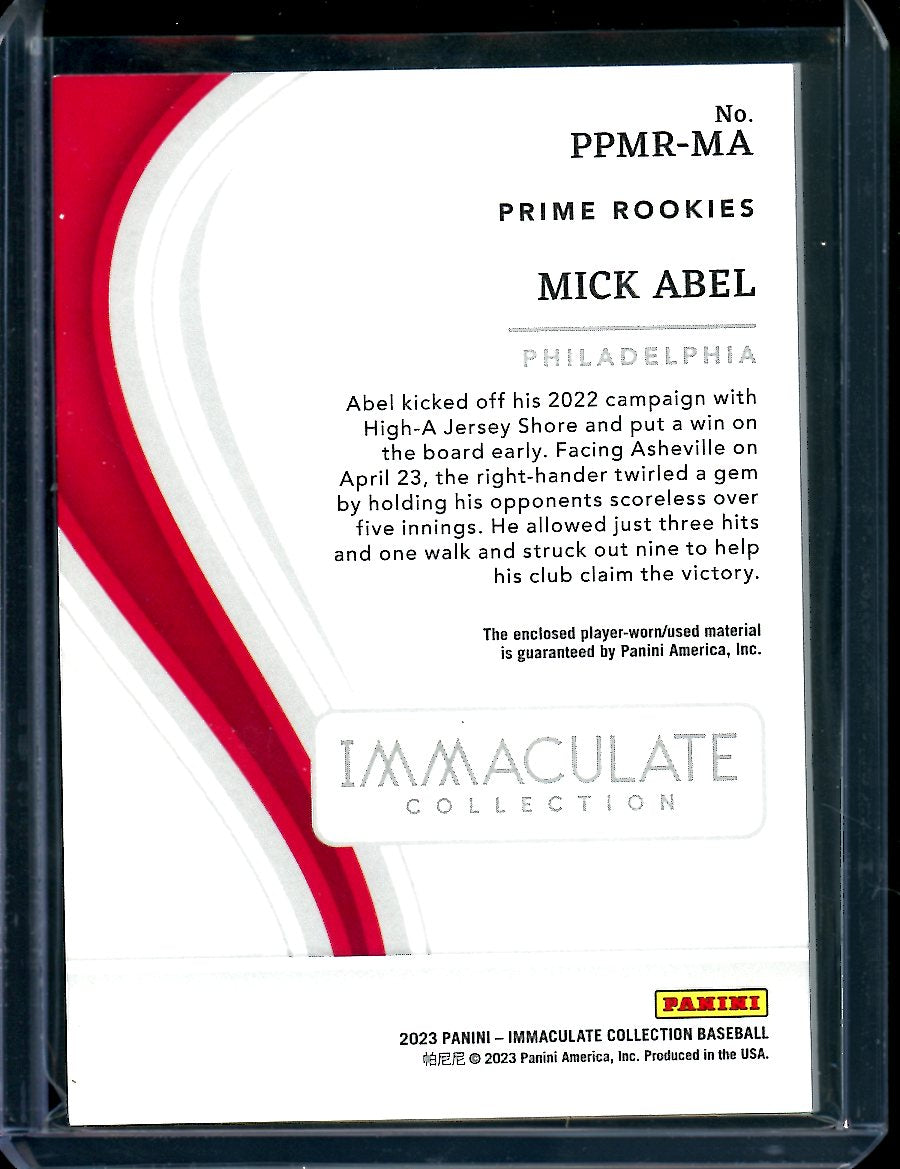 2023 Panini Immaculate Mick Abel Dual Patch /15 Phillies