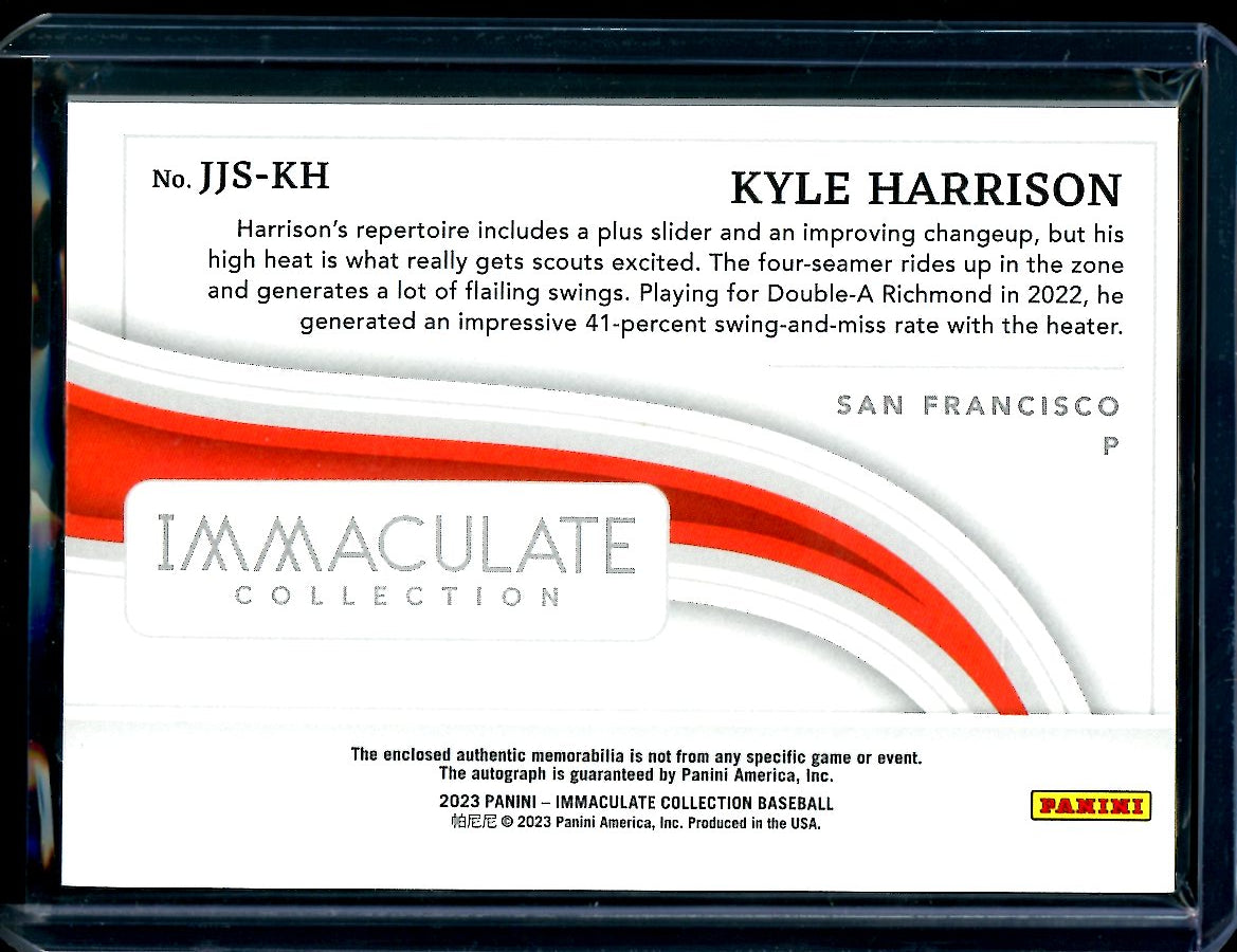 2023 Panini Immaculate Kyle Harrison Patch Auto /99 Giants