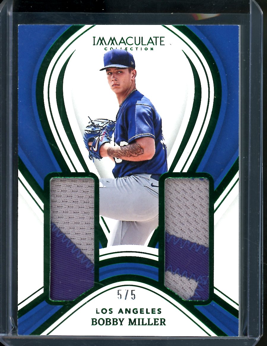 2023 Panini Immaculate Bobby Miller Dual Patch Green /5 Dodgers
