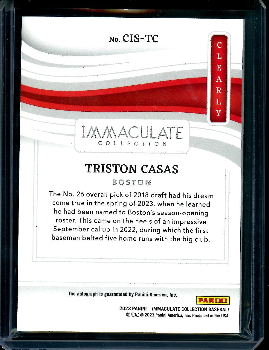 2023 Panini Immaculate Triston Casas Clearly Gold Auto /10 Red Sox