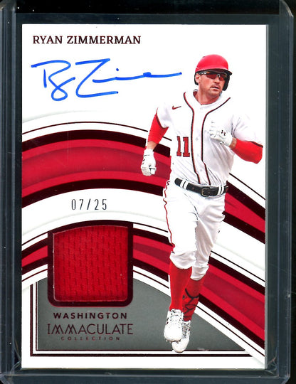 2023 Panini Immaculate Ryan Zimmerman Patch Auto Red /25 Nationals