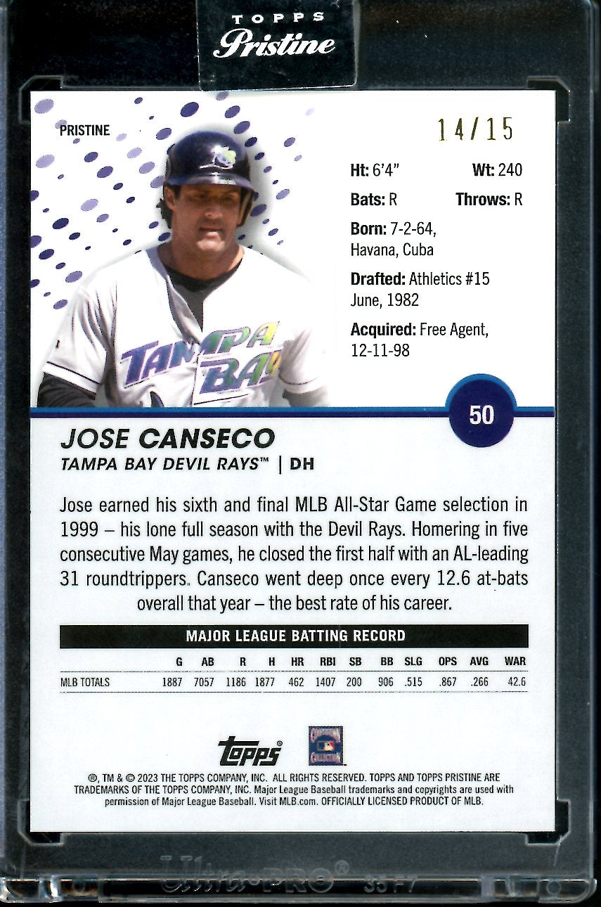 2023 Topps Prestine Jose Canseco Pink /15 Rays