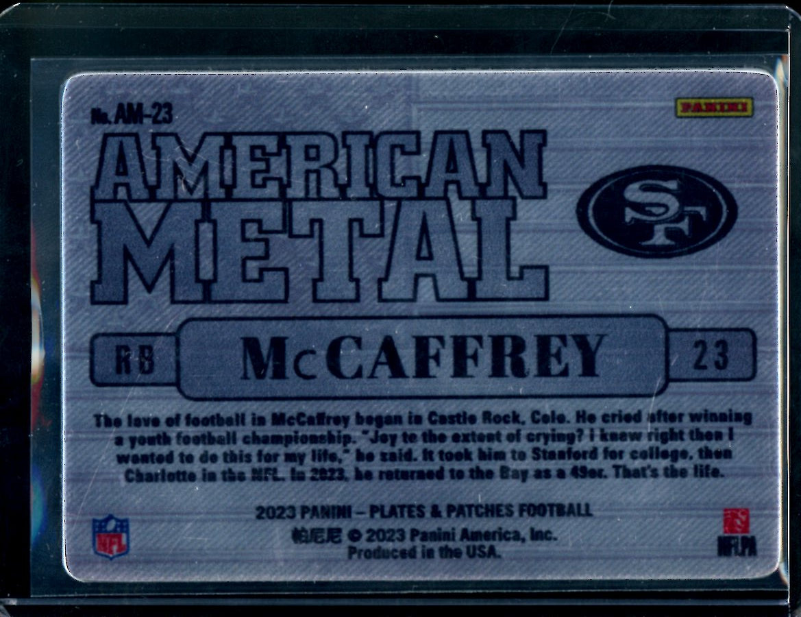 2023 Panini Plates & Patches Christian McCaffrey American Metal SSP 49ers