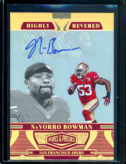 2023 Panini Plates & Patches NaVorro Bowman Highly Reserved Auto /75 49ers