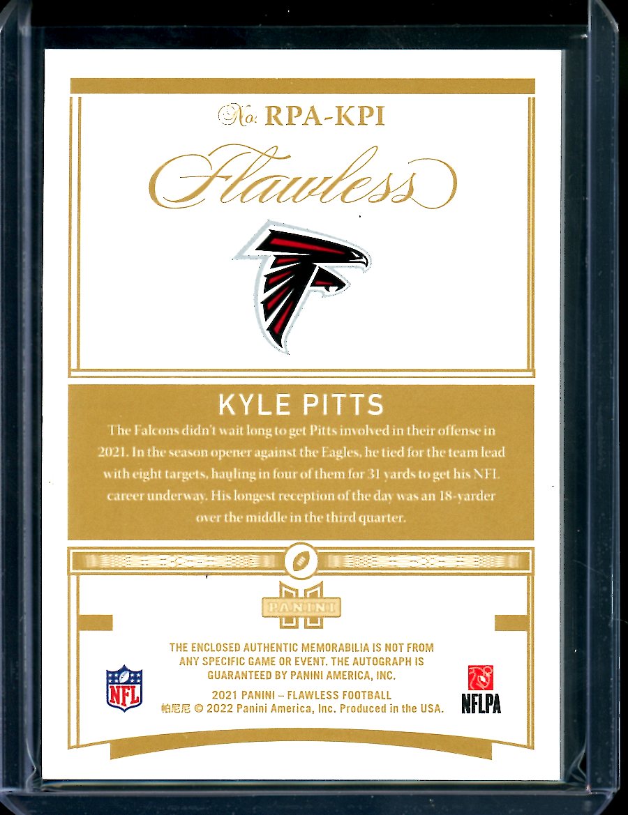 2021 Panini Flawless Kyle Pitts Rookie RPA /25 Falcons