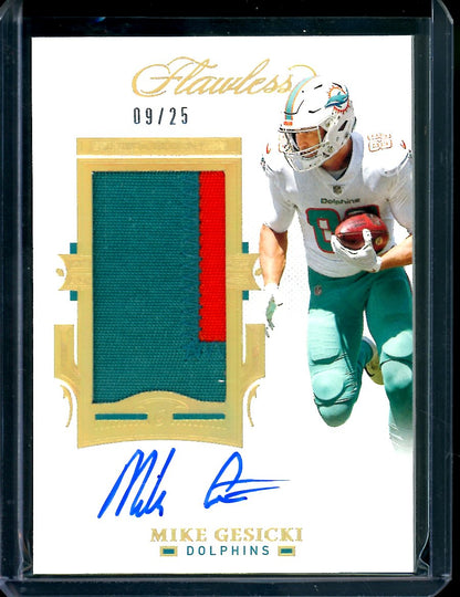 2021 Panini Flawless Mike Gesicki Patch Auto /25 Dolphins