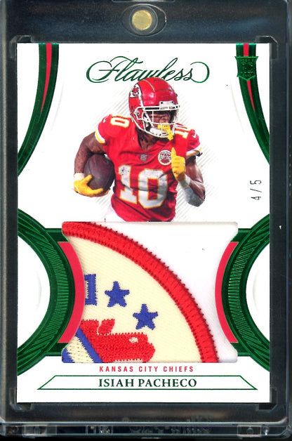 2022 Panini Flawless Isiah Pacheco Rookie Patch Green /5 Chiefs