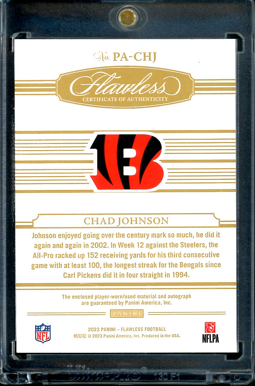 2022 Panini Flawless Chad Johnson Laundry Tage Patch Auto Green /3 Bengals