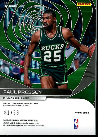 2022-23 Panini Spectra Paul Pressey Icons Auto /99 Bucks