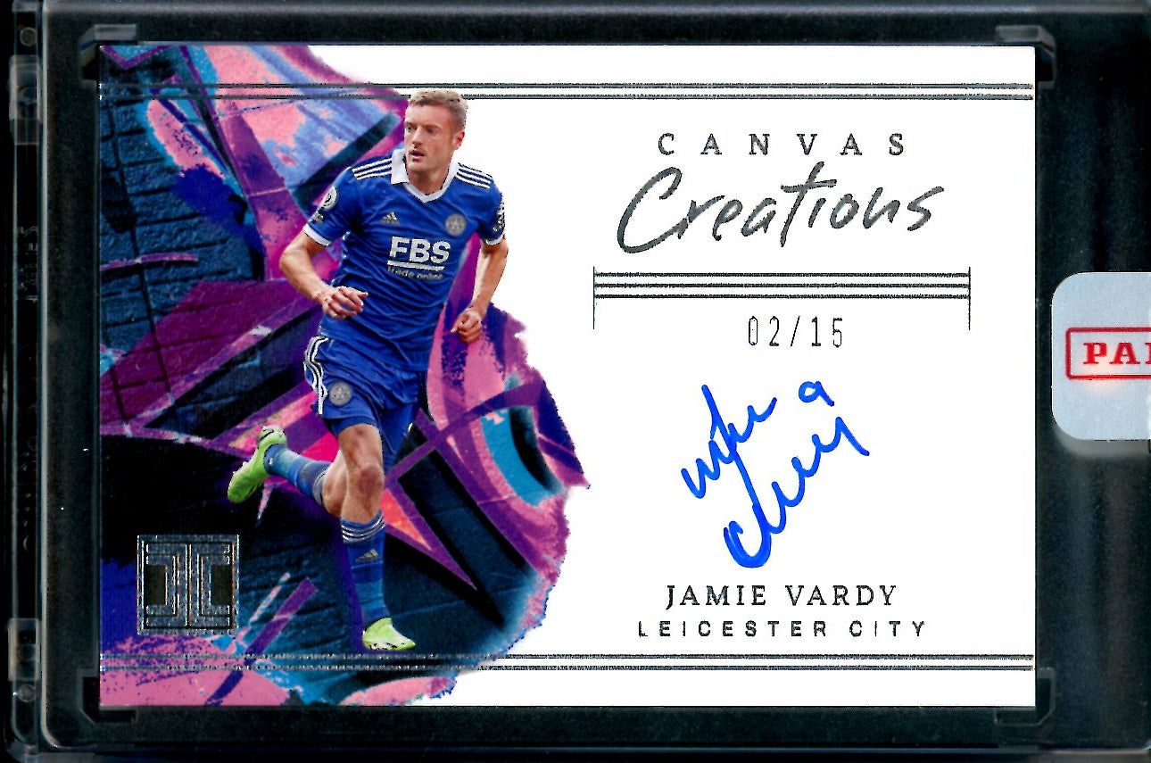 2022-23 Panini Impeccable Jamie Vardy Canvas Creators Auto /15 Leicester City