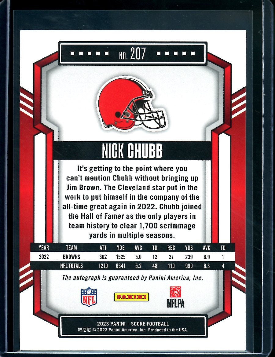 2023 Panini Score Nick Chubb Red Zone Auto /10 Browns