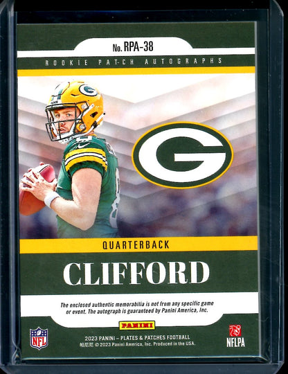 2023 Panini Plates & Patches Sean Clifford Rookie RPA /149 Packers
