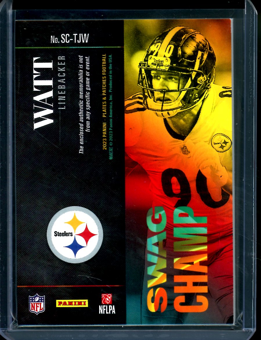 2023 Panini Plates & Patches T.J. Watt Swag Champs Patch /75 Steelers
