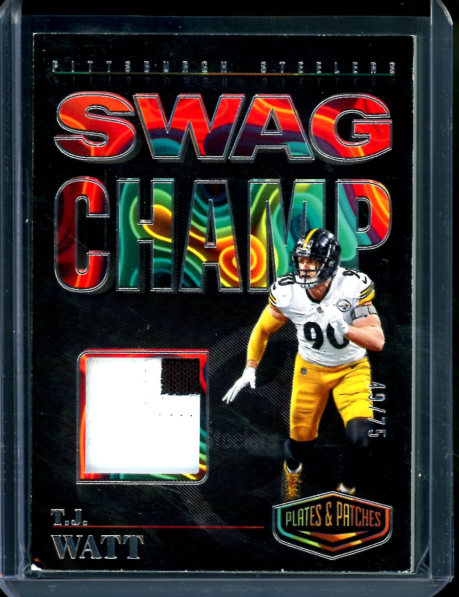 2023 Panini Plates & Patches T.J. Watt Swag Champs Patch /75 Steelers