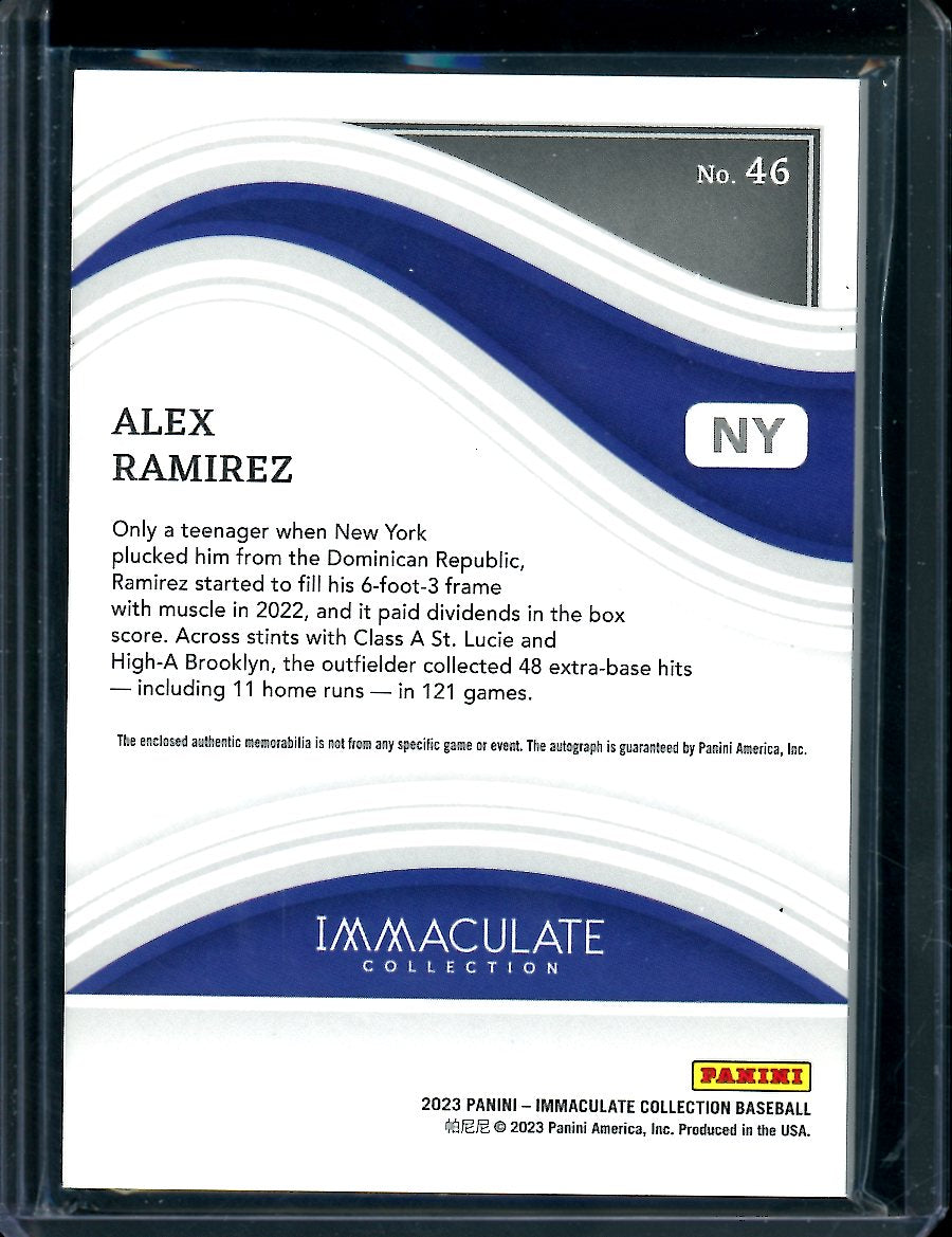 2023 Panini Immaculate Alex Ramirez Patch Auto Gold /99 Mets