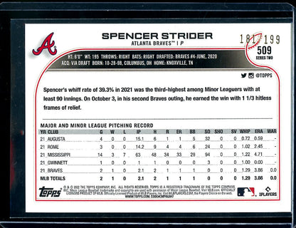 2022 Topps Series Two Spencer Strider Rookie Red Foilboard /199 Braves