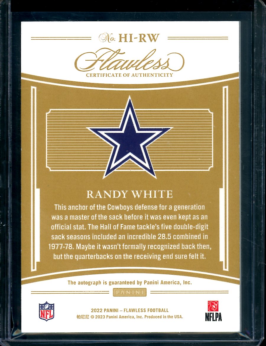 2022 Panini Flawless Randy White Honored Ink Auto /10 Cowboys