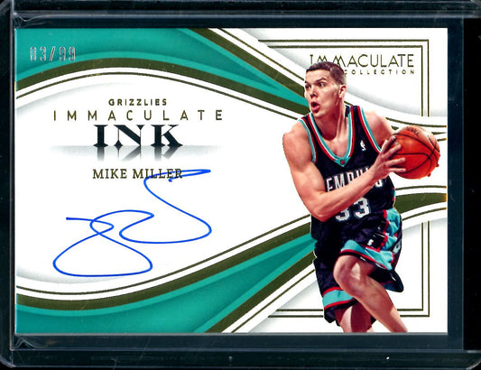 2022/23 Panini Immaculate Mike Miller Immaculate Ink Auto /99 Grizzlies