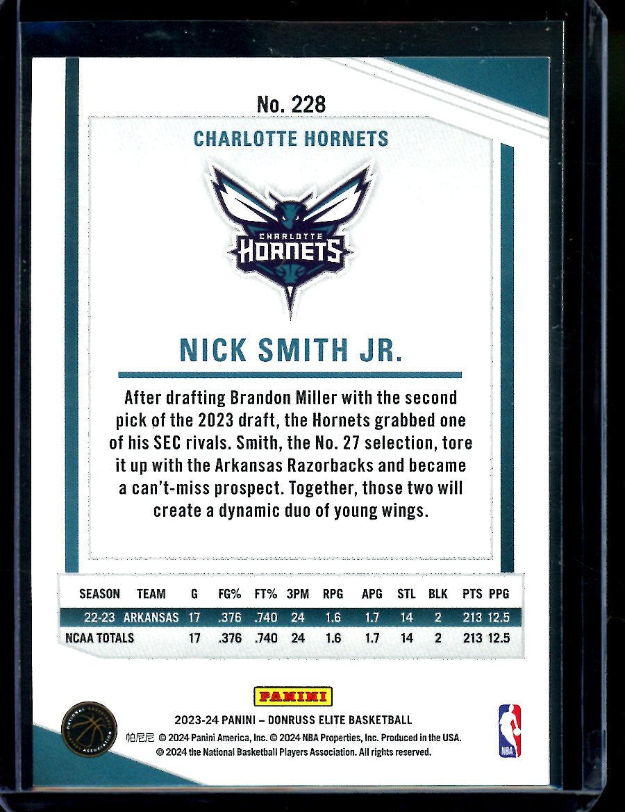 2023/24 Panini Elite Nick Smith Jr. Rookie Gold /10 Hornets