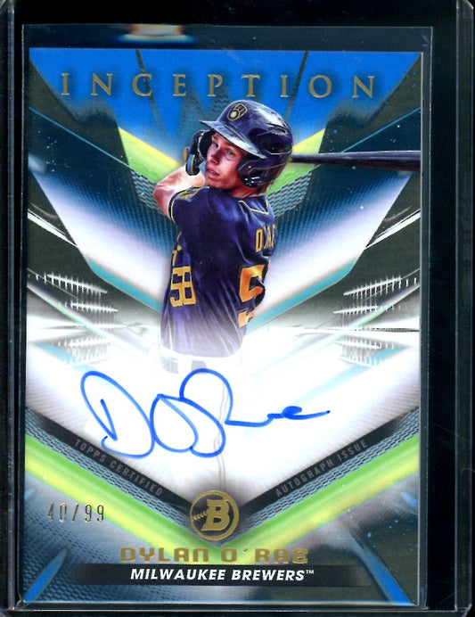 2023 Bowman Inception Dylan O'Rae Auto Blue /99 Brewers