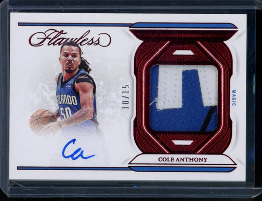 2022/23 Panini Flawless Cole Anthony Patch Auto Red /15 Magic