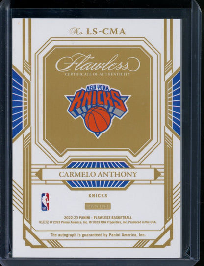 2022/23 Panini Flawless Carmelo Anthony Legendary Scripts Auto /25 Knicks