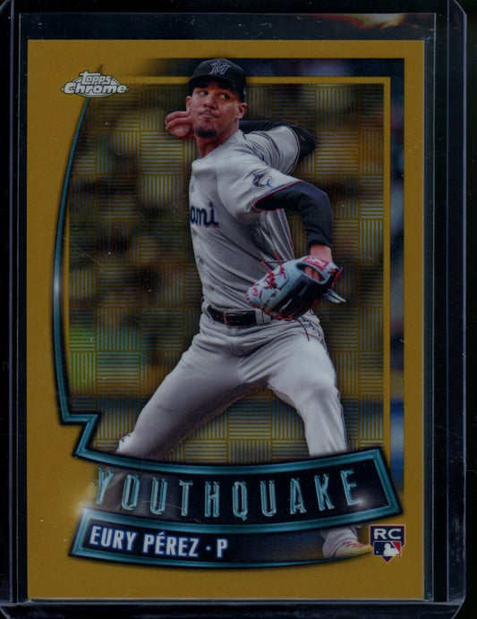 2023 Topps Chrome Update Eury Perez Rookie Youthquake Gold /50 Marlins