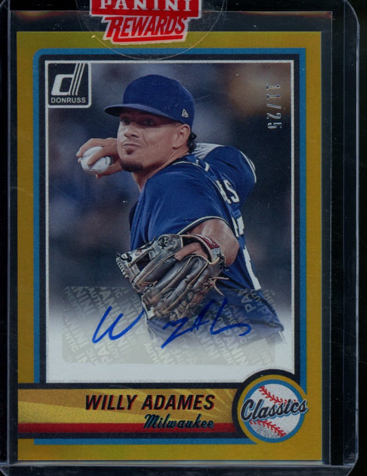 2022 Panini Donruss Willy Adames Gold Auto /25 Brewers