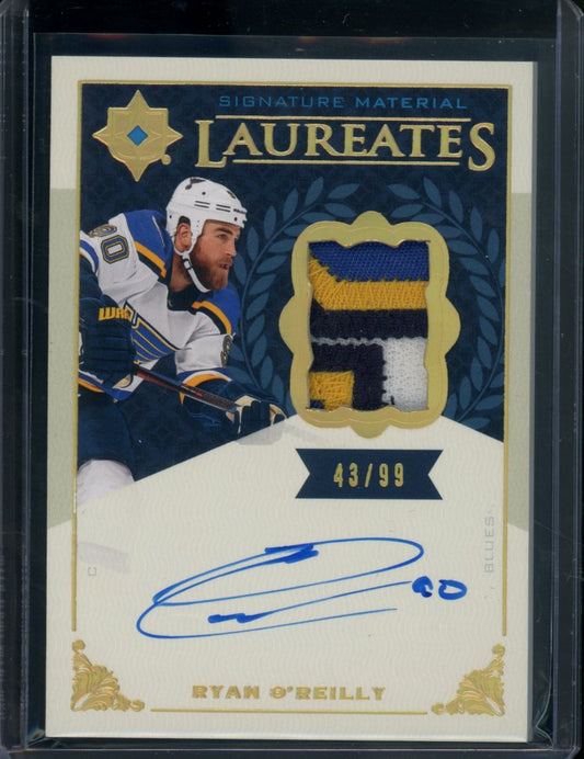 2019/20 Upper Deck Ultimate Collection Ryan O'Reilly Laureates Patch Auto Gold /99 Blues